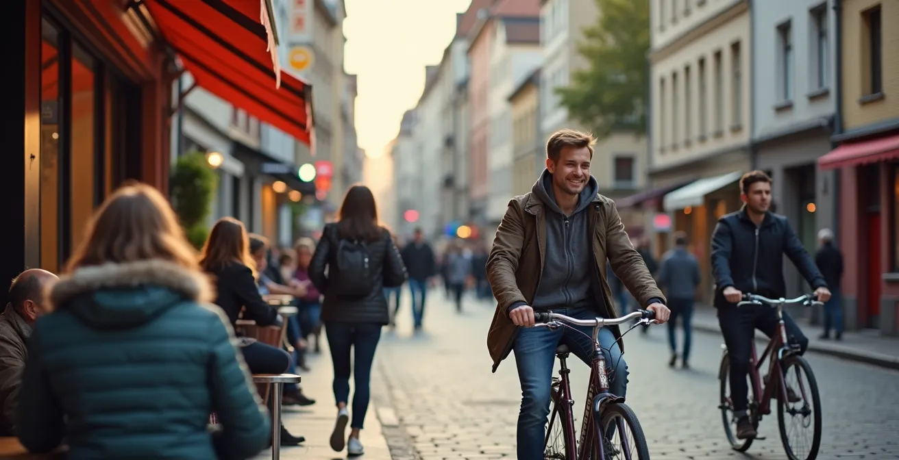 Lebendige Straßenszene in Bockenheim mit lokalen Cafés und studentischem Flair