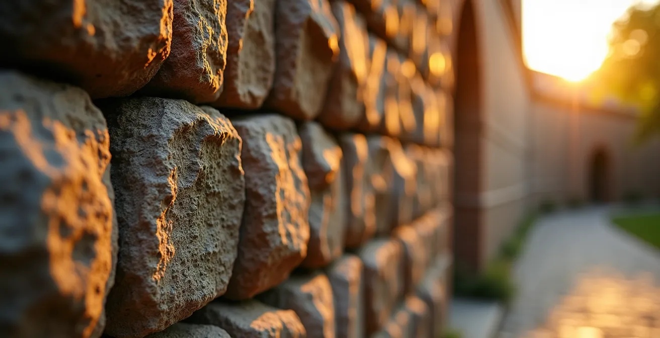 Klosterhof im warmen Abendlicht mit langen Schatten