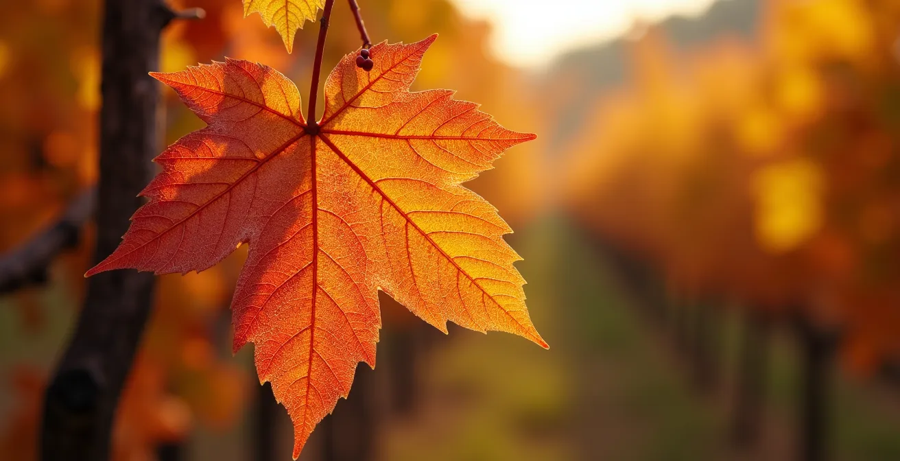 Herbstliche Weinberge im Rheingau mit goldenen und roten Blättern