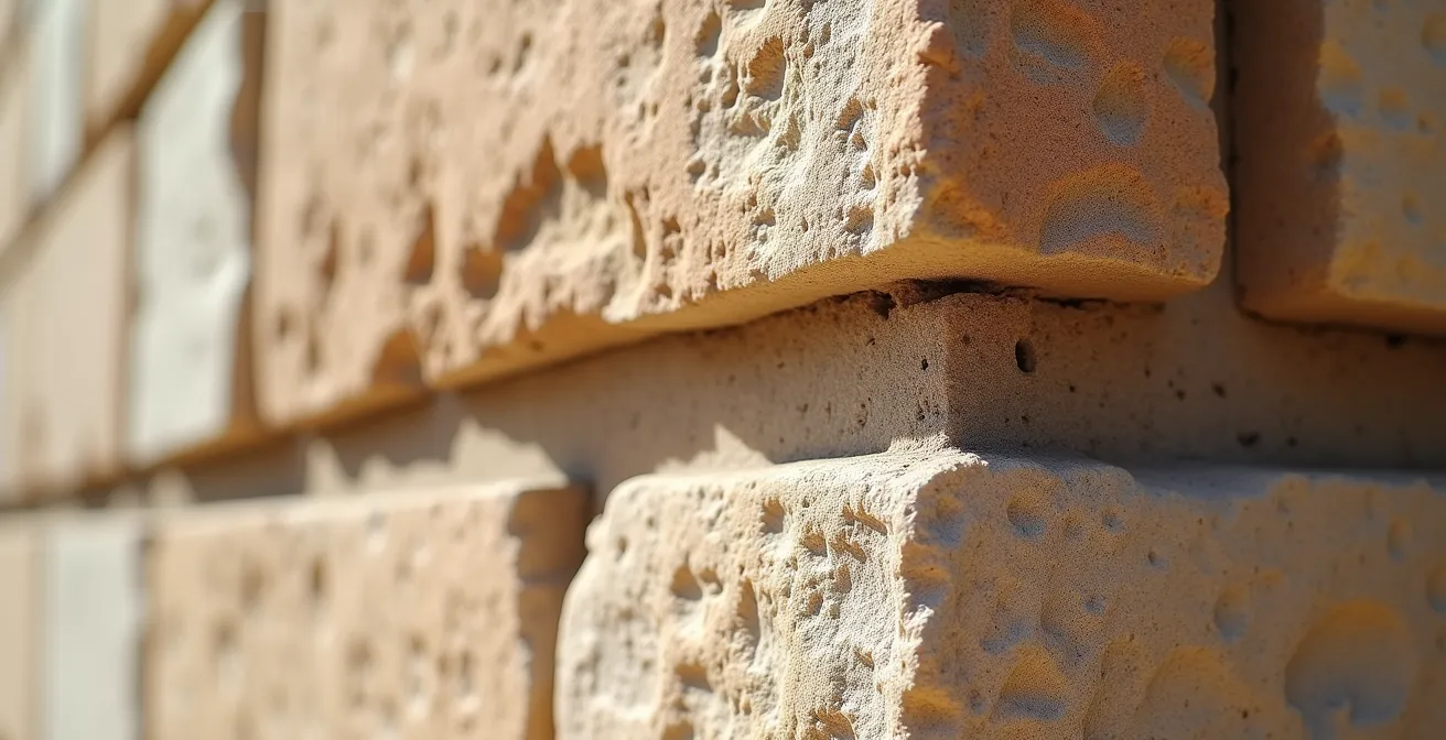 Makroaufnahme eines architektonischen Details am Museumsufer, das die Materialverbindung zeigt