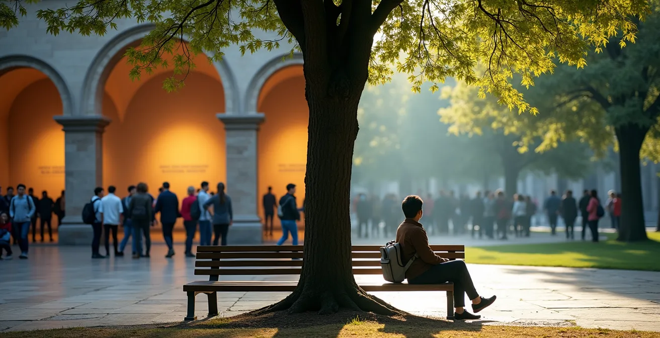 Tagesablauf mit abwechselnden Stadt- und Parkphasen visualisiert