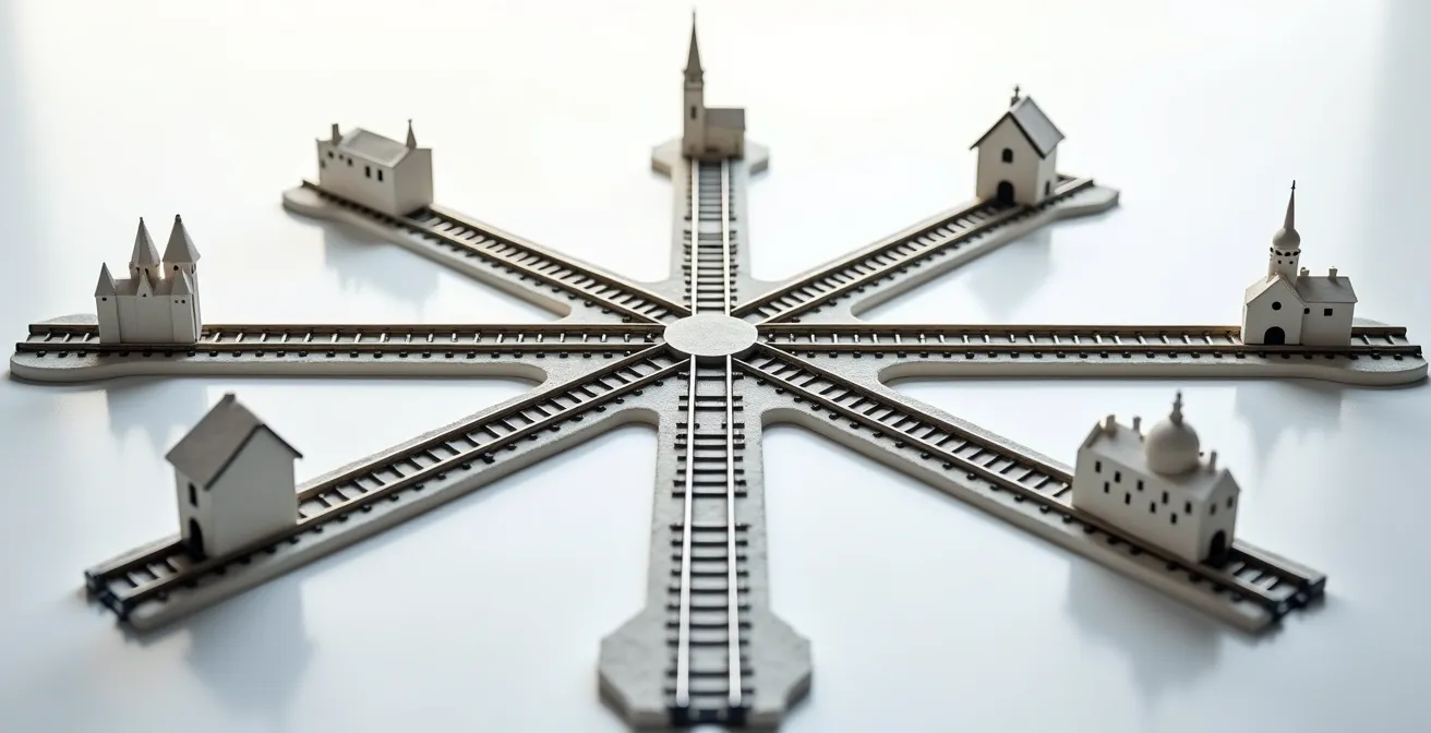 Schematische Darstellung der RMV-Bahnverbindungen zu Kulturdenkmälern