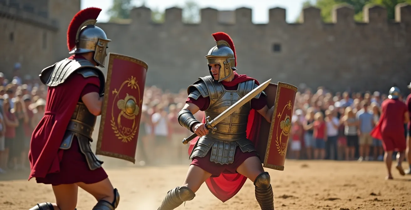 Reenactment-Gladiatorenkampf beim Römerfest in der Saalburg