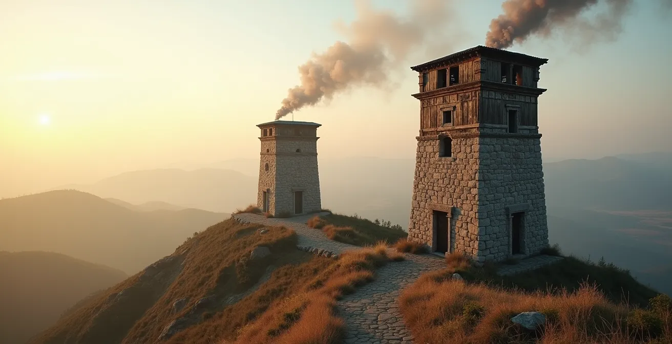 Römisches Signalsystem mit Wachttürmen und Rauchzeichen entlang des Limes