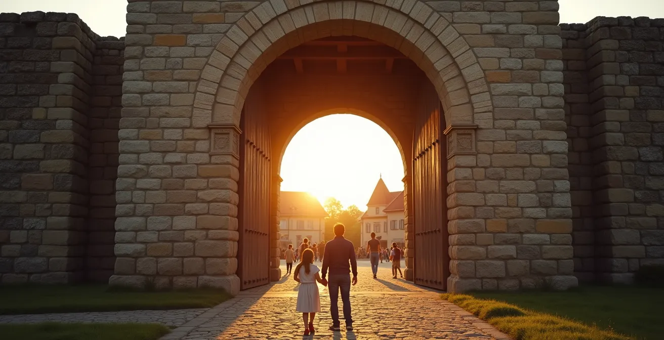 Rekonstruiertes Römerkastell Saalburg mit Toranlage und Wehrmauern
